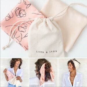 New With Tags Lark & Ives Minimalist Hair‎ Scarf Bundle Pink and Ivory